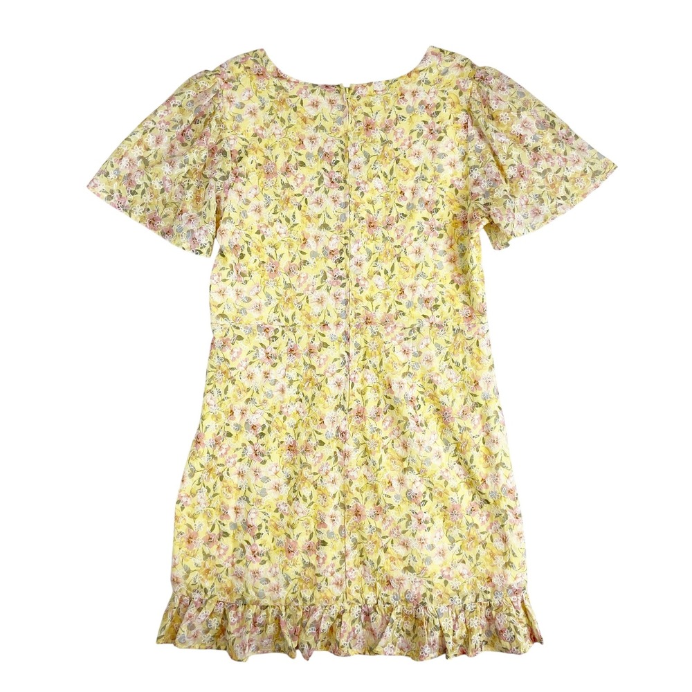 GB Yellow Floral Embroidered V-Neck Mini‎ Dress XXL NWT Spring Easter - Picture 4 of 8
